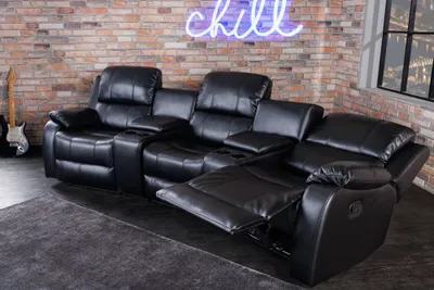 Produktbild von 3er Kinosessel HOLLYWOOD schwarz mit Cupholder
