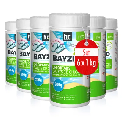 Produktbild von 6x1 kg BAYZID® Chlortabs 200g langsam löslich für langanhaltende Wasserdesinfektion
