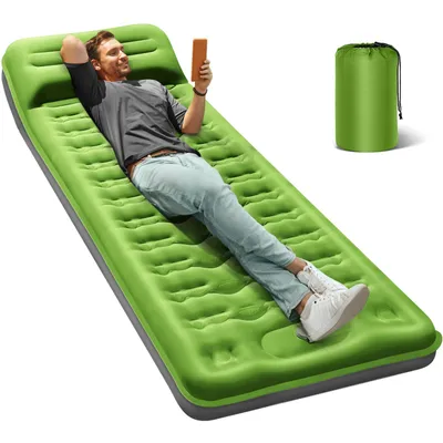 Produktbild von Isomatte Camping, 12CM Verdicktes Campingmatte aufblasbar, Luftmatratze Outdoor, Schlafmatte mit Kopfkissen, Ultraleicht & Kompakt Matratze für Zelt