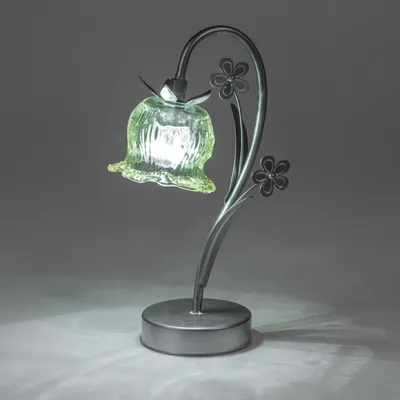 Produktbild von LED Lampe Blume H. 30cm grün mit Timer aus Metall + Glas Formano F25
