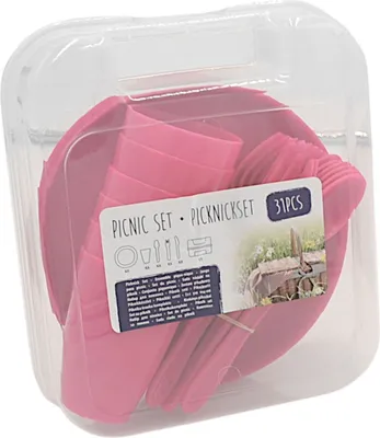 Image de Picnic Geschirr Set 31-tlg. Campinggeschirr Festival-Set Outdoor Besteck, Farbe:pink