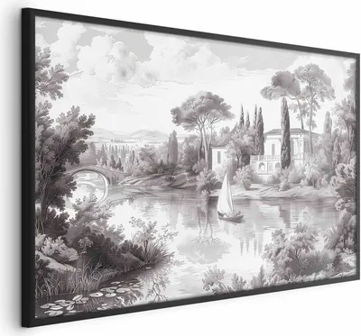 Immagine prodotto di Poster Paesaggio vintage 90x60 cm con cornice nera senza margine