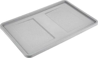A light gray plastic lid for a storage box, shown from a diagonal top-down angle.