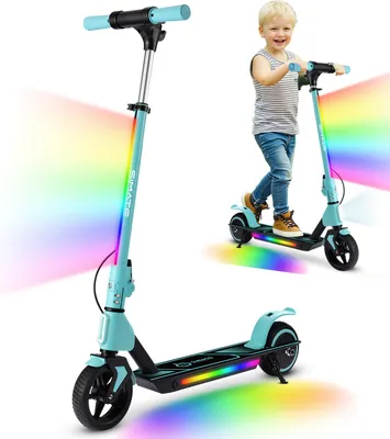 Produktbild von Elektroroller für Kinder Klappbar 3 höhenverstellbar Escooter City Kinderroller LED 8km Reichweite 14 km/h 130W Pedalbeleuchtung E Roller Blau