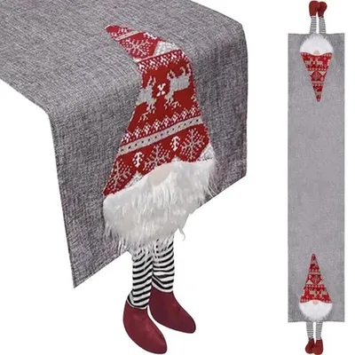 Produktbild von Ruhhy 22501 Weihnachtlicher Tischläufer mit Filzfüßen 180 x 33 cm, grau