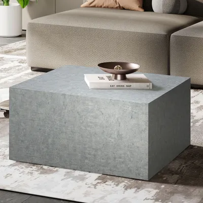 Produktbild von WOHNLING Couchtisch MONOBLOC 60x60x30 cm in Beton-Optik Grau Design Wohnzimmertisch Cube Quadratisch Lounge Sofatisch Beistelltisch Würfel Form