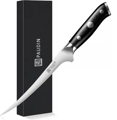 Image de PAUDIN D10 - Couteau à filet 17,5 cm - Flexible - Couteau à désosser léger - Couteau de cuisine professionnel - Manche ergonomique noir