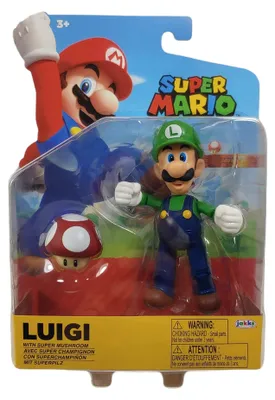 Immagine prodotto di Action figure di Luigi, personaggio di Super Mario, con fungo, altezza 10,16 cm