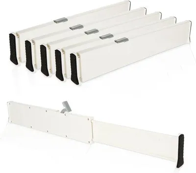 Produktbild von Set mit 6 verstellbaren Schubladenteilern – 33,3–55 cm – Schubladenteiler für die Küche – 6 cm hoch – Schubladenteiler für Schubladen, Schränke und Büromöbel