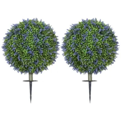 Produktbild von 2-teiliges Kunstbaum-Set,moderne Dekoration,60cm Künstlicher Lavendel, UV-beständig mit Bodenpfählen für Schlafzimmer Wohnzimmer Büro Garten