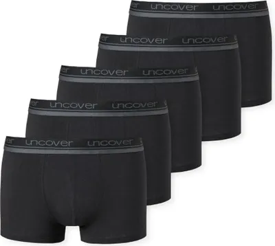Produktbild von UNCOVER by SCHIESSER Herren Boxershorts, 5er Pack - Shorts, Single Jersey, einfarbig Schwarz 2XL