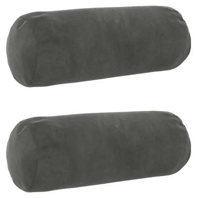 Immagine prodotto di vidaXL, 2 federe decorative, HEERLEN, grigio scuro, diametro 15 x 40 cm, in velluto