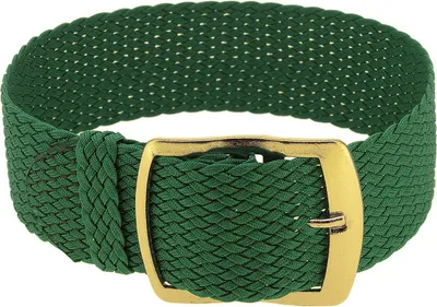 Produktbild von Minott Perlon Durchzugsband | Textil grün geflochten | 32996, Stegbreite:20mm, Schließe:Gelbgolden