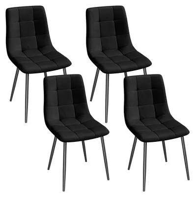Productafbeelding van Eetkamerstoelen set van 4 - Fluweel - Zwart - Met rugleuning