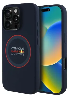 Productafbeelding van RED BULL RBHMP16X24SIILVR iPhone 16 Pro Max 6.9" hardcase, donkergroen/marineblauw, siliconen, rode ring, MagSafe