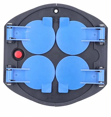 Produktbild von 4-fach Steckdoseneinsatz für Kabeltrommel Klappdeckel Schutzkontakt 230V Blau