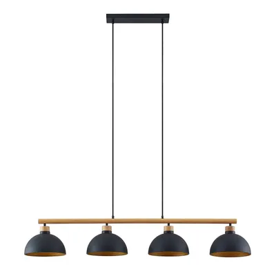 Produktbild von Lindby Hängeleuchte Tirzana, 4-flg., schwarz, Metall, Holz