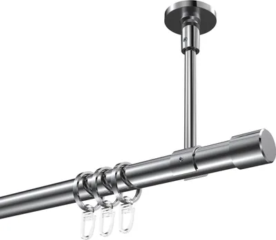 Produktbild von Interdeco Gardinenstange / Vorhangstange Chrom, Typ Sonette Santo (Kappe) Deckenmontage, 20 mm Ø 1-läufig, 420 cm