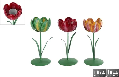 Immagine prodotto di Portacandela/lampada - tulipano - in metallo - circa 20 cm - 1 pezzo