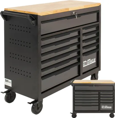 Produktbild von Werkstattwagen Star XL unbestückt 103 x 112 cm Stahl schwarz/grau 12 Schubladen Hartholzplatte