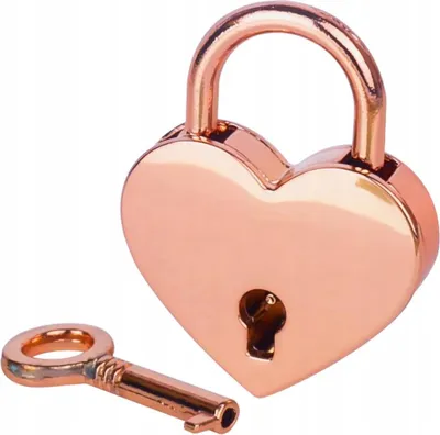 Zdjęcie produktu dla MINI DEKORACYJNA KŁÓDKA Z KLUCZEM| W KSZTAŁCIE SERCA| ZŁOTA 3,9x3x0,7 cm