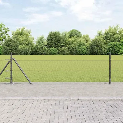 Zdjęcie produktu dla Maison Exclusive - Słupek ogrodzeniowy. Szary 50 x 0,4 m (siatka 25 mm) Stal i PVC