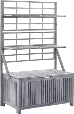 Produktbild von Aufbewahrungstruhe mit Rankgitter 99x55x160cm Massivholz Akazie