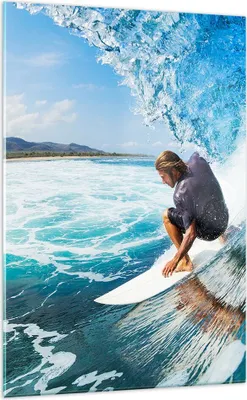 Produktbild von Bilder auf glas - Einteilig - Surfen Surfer Ozean Welle - 70x100cm - Glasbilder - Wandbilder - Bilder - Wanddekoration aus Glas - Glas Bilder - Wandbild auf Glas - GPA70x100-2785