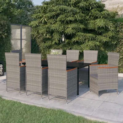 Produktbild von The Living Store 9-tlg. Garten-Essgruppe mit Auflagen Grau