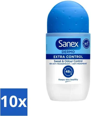 Immagine prodotto di Sanex Deodorante Roll-on Dermo Extra Control Protezione extra contro gli odori 50 ml - Confezione risparmio - 10 pezzi