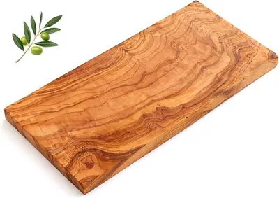 Imagen del producto de Tabla de cortar rectangular, hecha de madera de olivo natural, ideal para la cocina y para presentar alimentos, de 35 cm