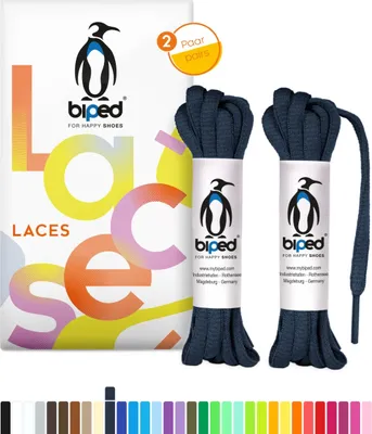 Produktbild von biped LACES 2 Paar rei√üfeste Schn√ºrsenkel aus Polyester oval 6 mm z2912(#29 navy blue,130 cm)