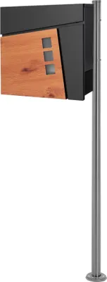 Zdjęcie produktu dla Skrzynka na listy ML-Design z przegrodą na gazety, 37x36,5x11 cm, antracyt/drewno, z podstawką
