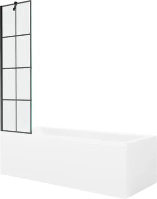 Zdjęcie produktu dla Mexen Cubik wanna 160x70 cm z obudową i czarnym parawanem