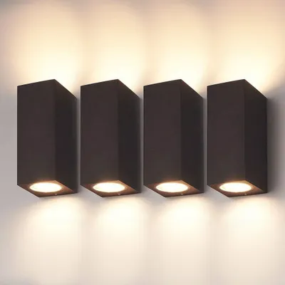 Produktbild von hoftronic LED Wandleuchte 4er Set dimmbar IP44 Schwarz GU10 Up & Down