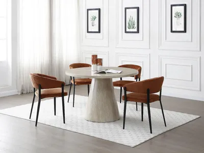Produktbild von Esstisch 4 Personen - MDF - Travertin-Optik - Taupe - LARIOZA von Pascal Morabito