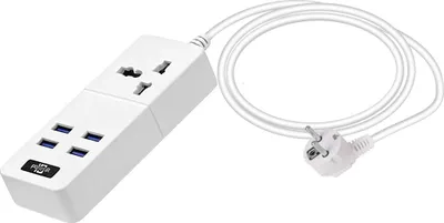 Zdjęcie produktu dla Avizar, listwa zasilająca 2500 W z 4 portami USB, biała, biała