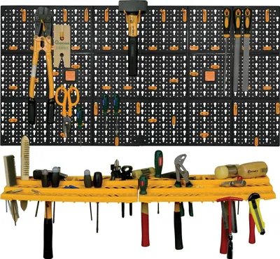 Produktbild von Werkstattwand Werkzeughalter Lochwand 2 Wandplatten 2 Ablagen 50 Haken Set