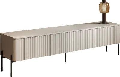 Produktbild von MIRJAN24 TV-Lowboard Vera 190, TV-Schrank mit vier Drehtüren, Schwarze Metallfüße (Farbe: Cashmere)