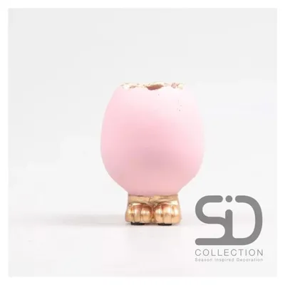 Image de Vase décoratif inspiré de la saison Œuf avec pieds 7,5 x 7,5 x 10 cm rose