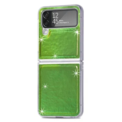 Image de Coque de protection pour Samsung Galaxy Z Flip4 5G, étui transparent, couleur : vert