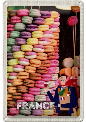 Produktbild von Blechschild Reise 20x30cm Frankreich Süßspeisen Macarons süß