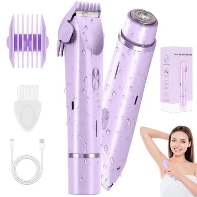 Produktbild von 2 in 1 Intimrasierer für Frauen, Elektrischer Damenrasierer,Type-C,für Gesicht, Beine, Arme & Bikinizone, Wasserdicht, Leicht zu Reinigen