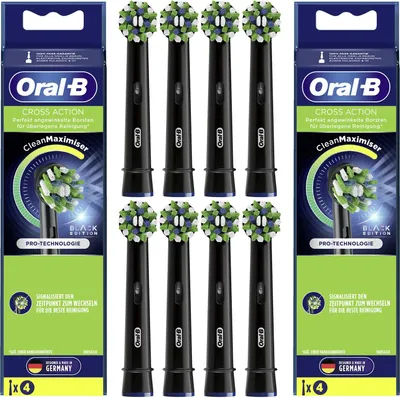 Obrázek produktu pro Oral-B Cross Action EB50BK černé náhradní hlavice pro elektrické zubní kartáčky, 8 kusů