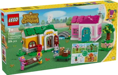 Productafbeelding van LEGO Animal Crossing - Creatieve Huizen: Seizoenen vol plezier - 2-in-1 speelset met 2 speelhuisjes, minifiguren van Stitches, Feline en Grimm - Cadeau voor gamers, geschikt voor meisjes en jongens vanaf 7 jaar - 77057