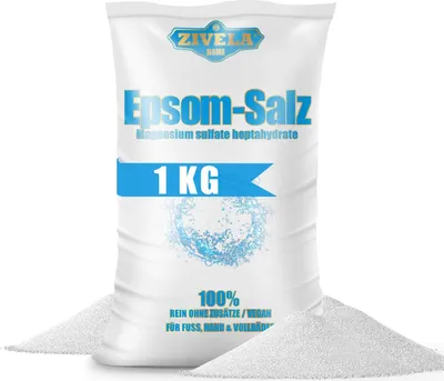 Obrázek produktu pro Epsomská sůl 1kg | Epsomská sůl do koupele 1kg | Epsomská sůl síran hořečnatý | Farmaceutická sůl do koupele - 100% čistá | Přírodní sůl