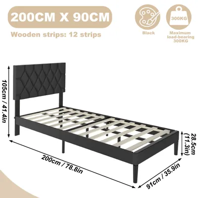Obrázok produktu pre Moderná čalúnená posteľ - 90/140/160x200 cm - Mäkká látka - Minimalistický dizajn - Nosnosť 300 kg