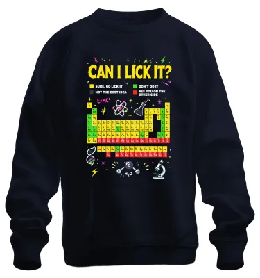 Produktbild von Can I Lick It Science Chemistry Periodic Statement Sarkasmus Sweatshirt Pullover, Navy, XL