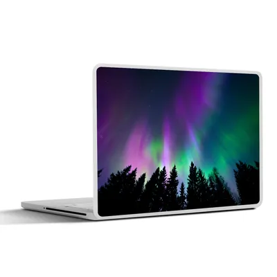 Produktbild von MuchoWow® Laptop Aufkleber Sticker Cover Nordlichter - Himmel - Nacht - Baum 32.5x23.5 cm - Sticker für Laptop - Selbstklebend