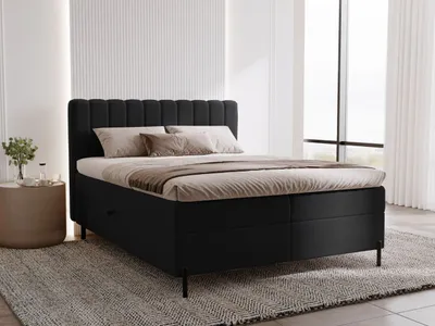 Produktbild von GrainGold Boxspringbett Primavera 160x200 - Bett mit Matratze und Topper - Boxspringbett mit Bettkasten und Matratze - Boxspringbett Schwarz (Komodo 23)